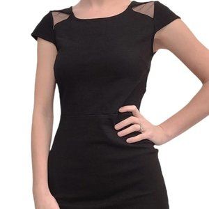 BB Dakota Sheath Dress Black Mesh Cut Out Back Size XS Zip Bodycon Cocktail